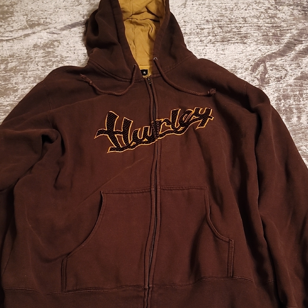 Hurley Brown Hoodie with Yellow Accents - Picture 3 of 8